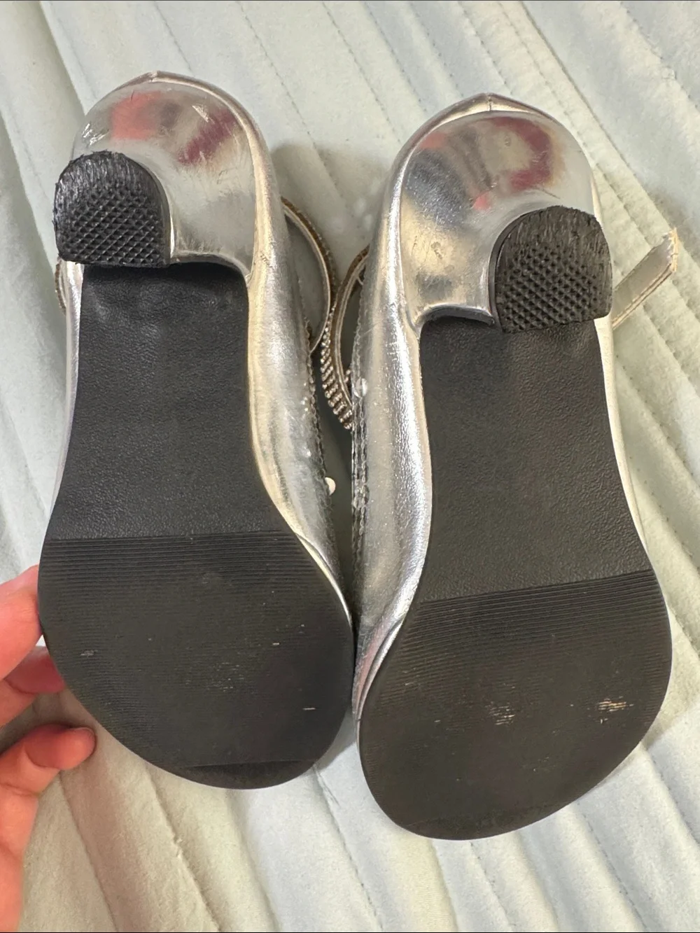 Sparkly Silver Holiday/Party Shoes with Small Heel
